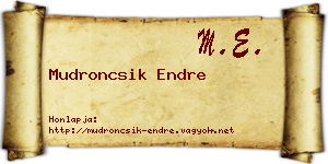 Mudroncsik Endre névjegykártya